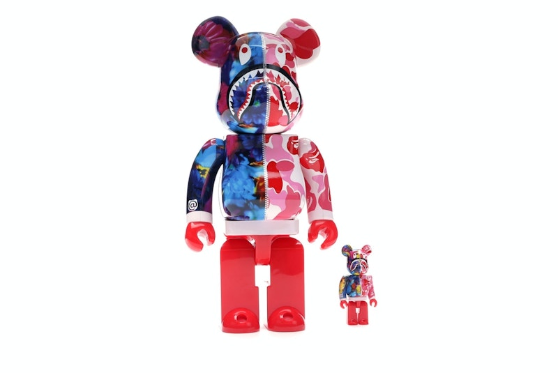 Bearbrick x Bape x Mika Ninagawa Shark 100% & 400% Set Pink