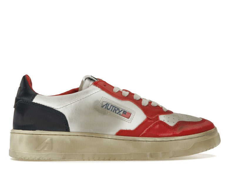 Autry Medalist Leather Low Super Vintage White Blue Red