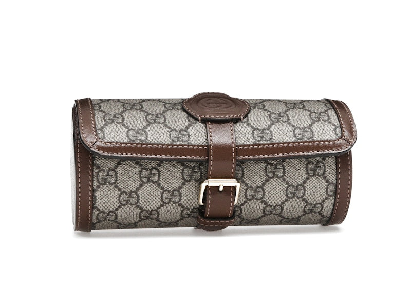 Gucci Supreme Monogram Watch Role Bag Brown