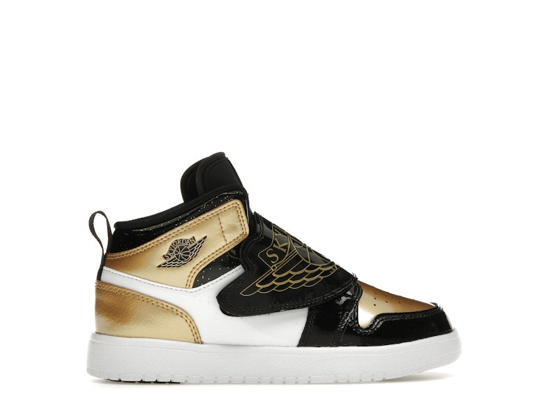 Sky Jordan 1 Mid Black Metallic Gold White (PS)