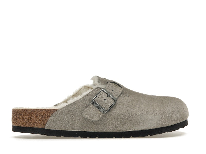 Birkenstock Boston Shearling Suede Stone Coin