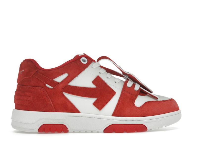 OFF-WHITE Out Of Office "OOO" Low Tops Brick Red White Suede