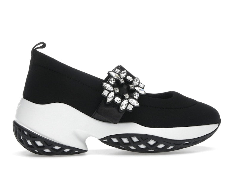 Roger Vivier Viv' Run Babies Black White Crystal Buckle (Women's)