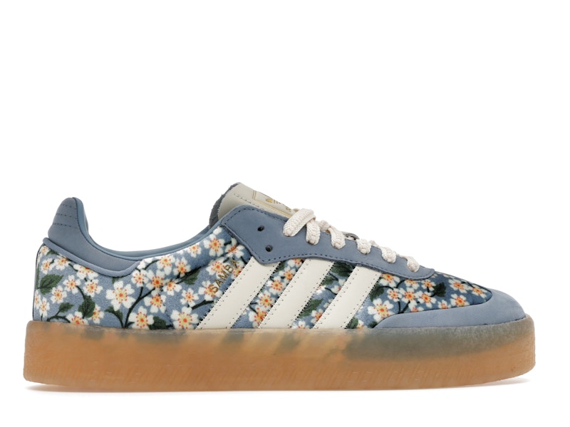 adidas Sambae Liberty London Floral Embroidery Blue Cream White (Women's)