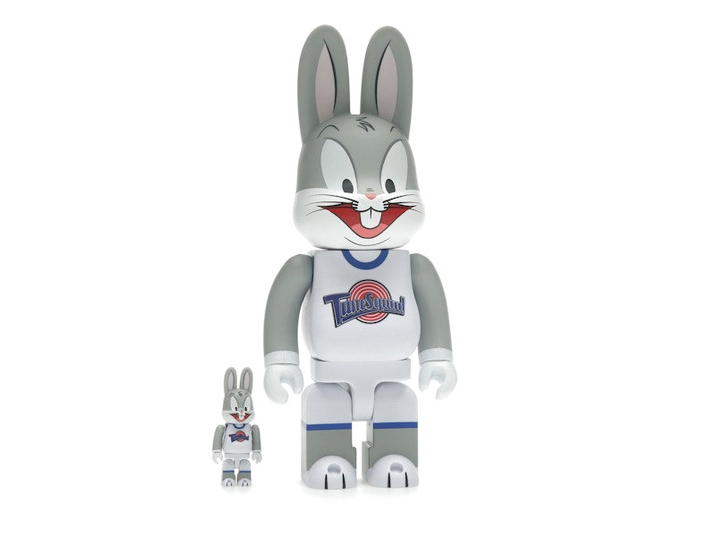 Bearbrick x Space Jam Rabbrick Bugs Bunny 100% & 400% Set Grey
