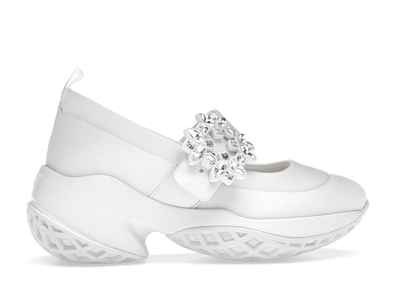 Roger Vivier Viv' Run Babies White Crystal Buckle (Women's)