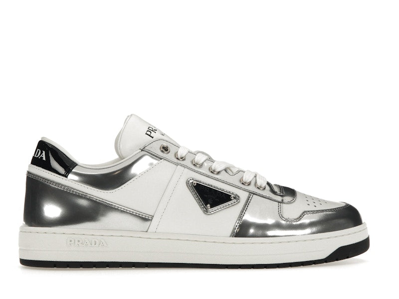Prada Downtown Low Top Sneakers Leather White Silver