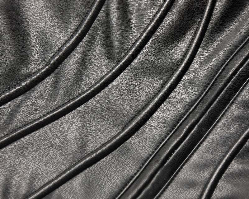 khy by Kylie Jenner Faux Leather Long Sleeve Mini Dress Black