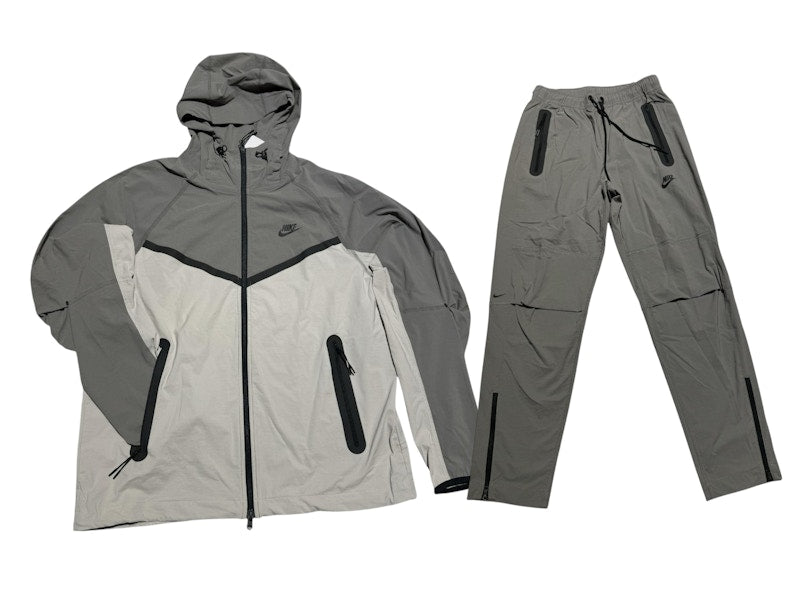 Nike Sportswear Tech Fleece Woven Full Zip Hoodie & Joggers Set Wolf Grey