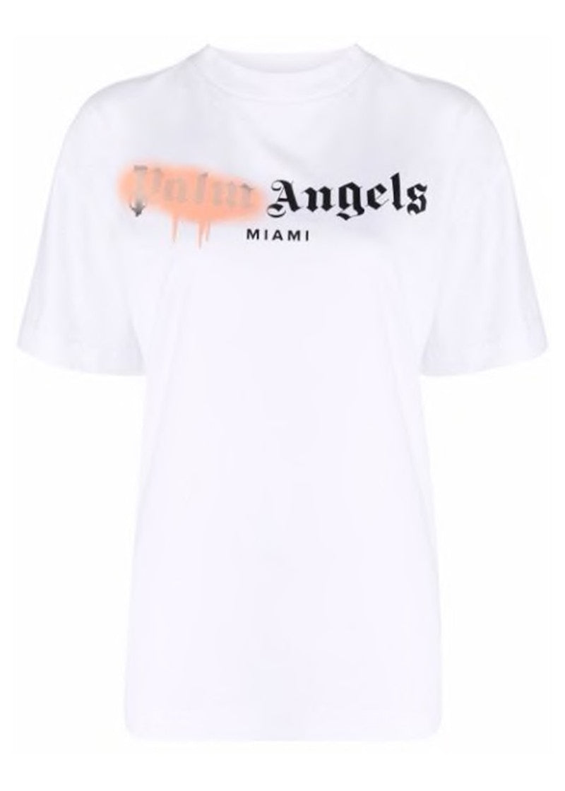 Palm Angels Womens Miami Sprayed Logo T-Shirt White