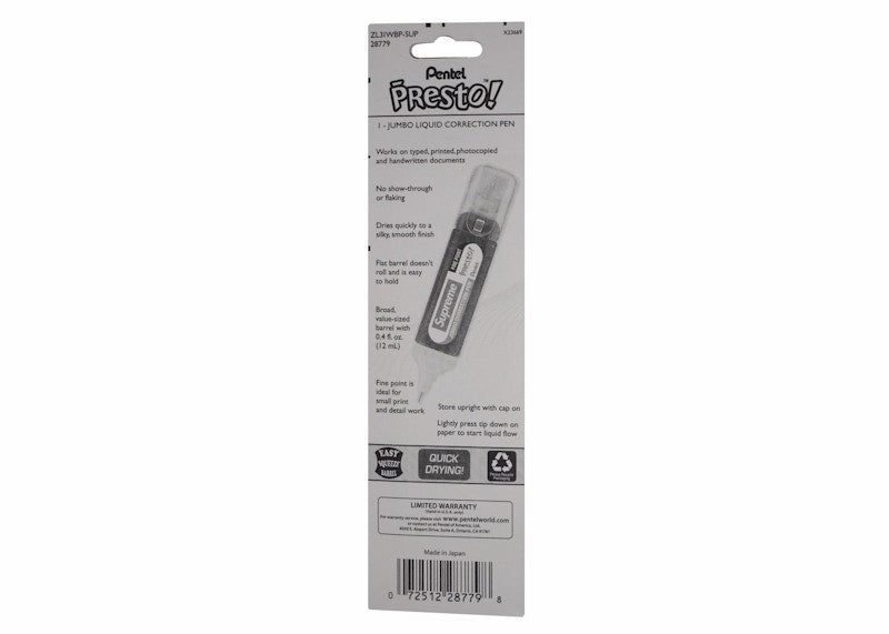 Supreme Pentel Presto Correction Pen Red