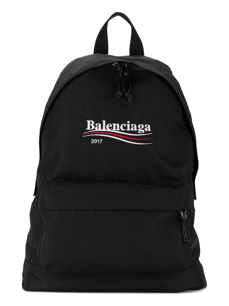 Balenciaga Political Logo Backpack Canvas Black