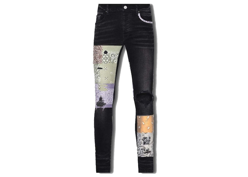 AMIRI Bandana Art Patch Jean Aged Black