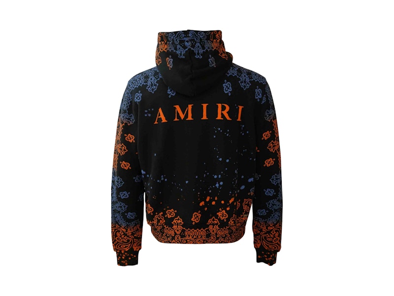 AMIRI Bandana Bleach All Over Hoodie Blue/Orange