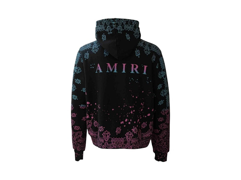 AMIRI Bandana Bleach All Over Hoodie Pink/Blue