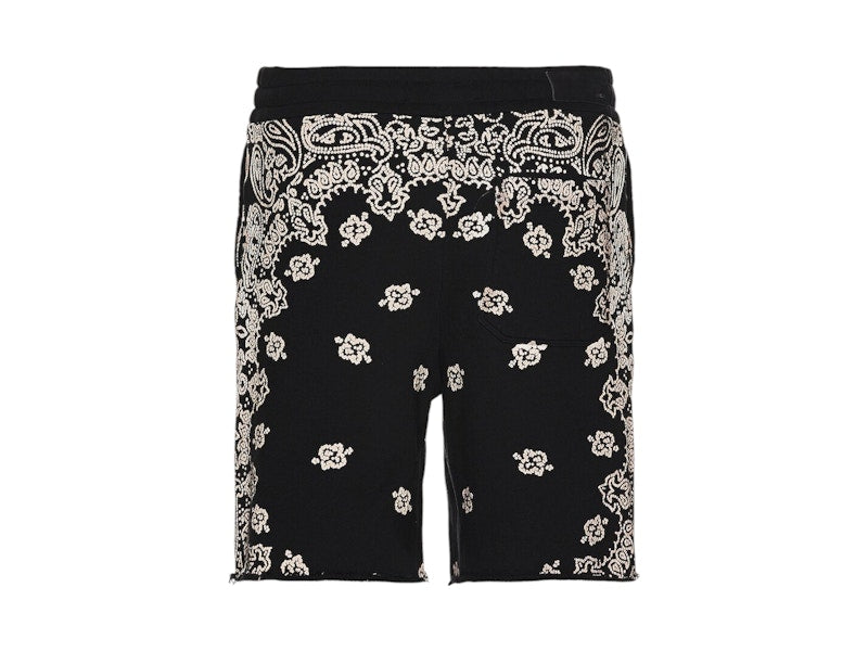 AMIRI Bandana Bleach Shorts Black