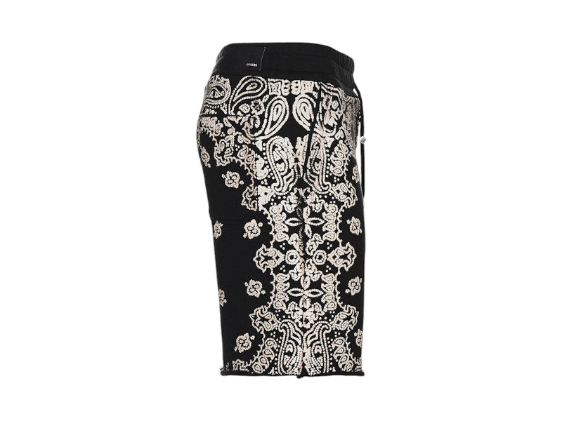 AMIRI Bandana Bleach Shorts Black