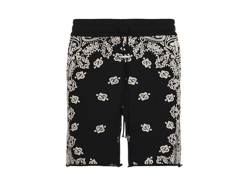 AMIRI Bandana Bleach Shorts Black