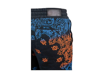 AMIRI Bandana Bleach Shorts Blue/Orange