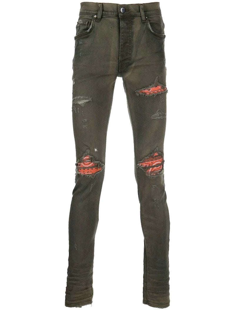 AMIRI Bandana Skinny Jeans Black