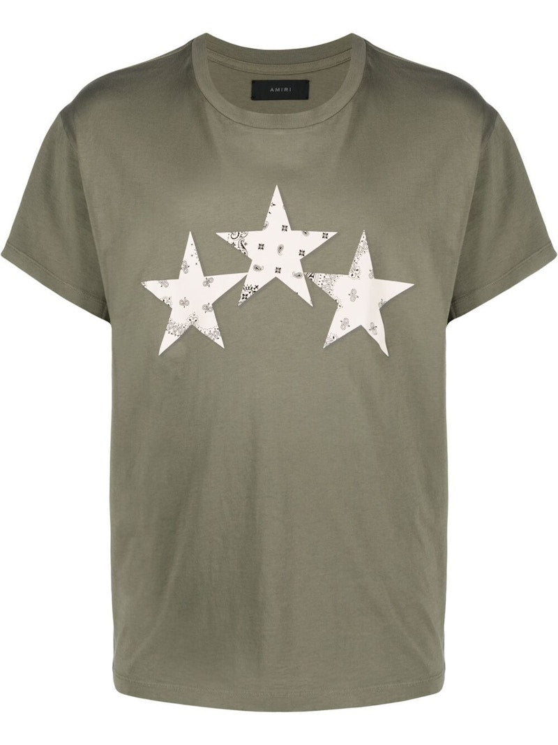 AMIRI Bandana Stars Tee Military Green