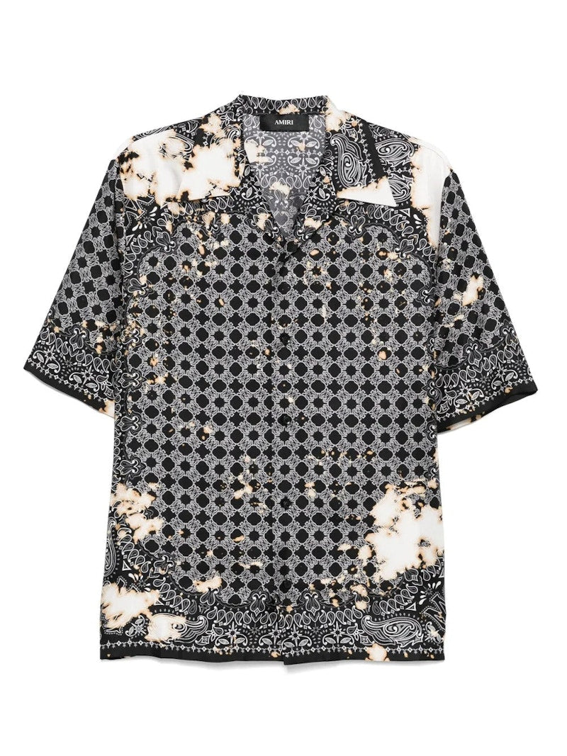 AMIRI Bleach Bandana Bowling Shirt Black