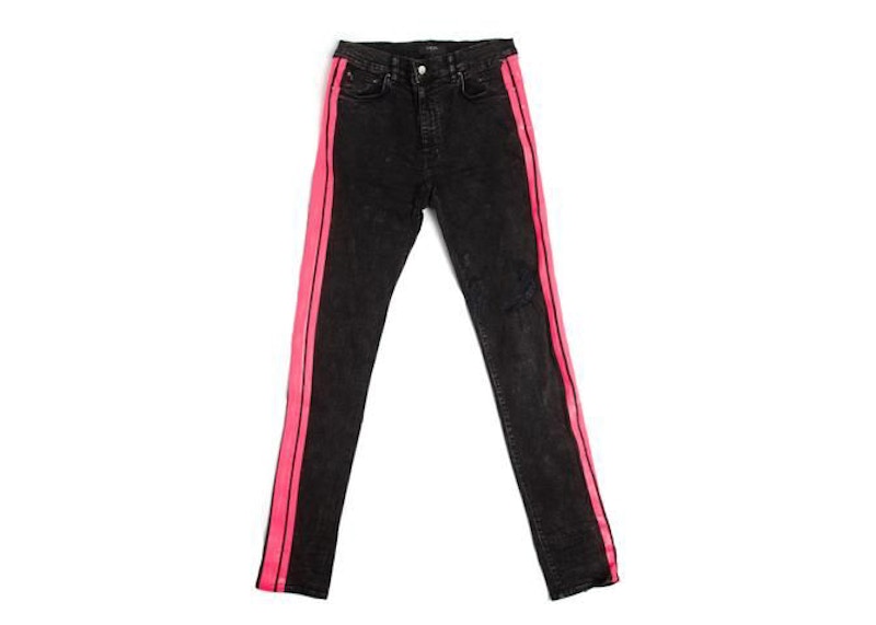 AMIRI Broken Track Acid Wash Jean Black/Neon Pink
