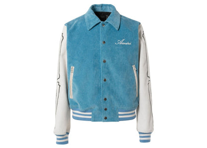 AMIRI Corduroy Bones Varsity Jacket Carolina Blue
