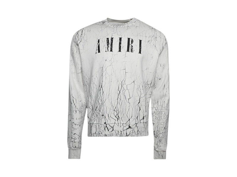 AMIRI Cracked Dye Core Logo Crewneck White/Black