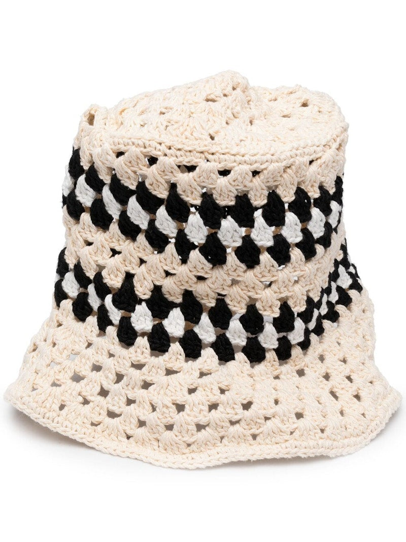 AMIRI Crochet Bucket Hat Beige/Black/White
