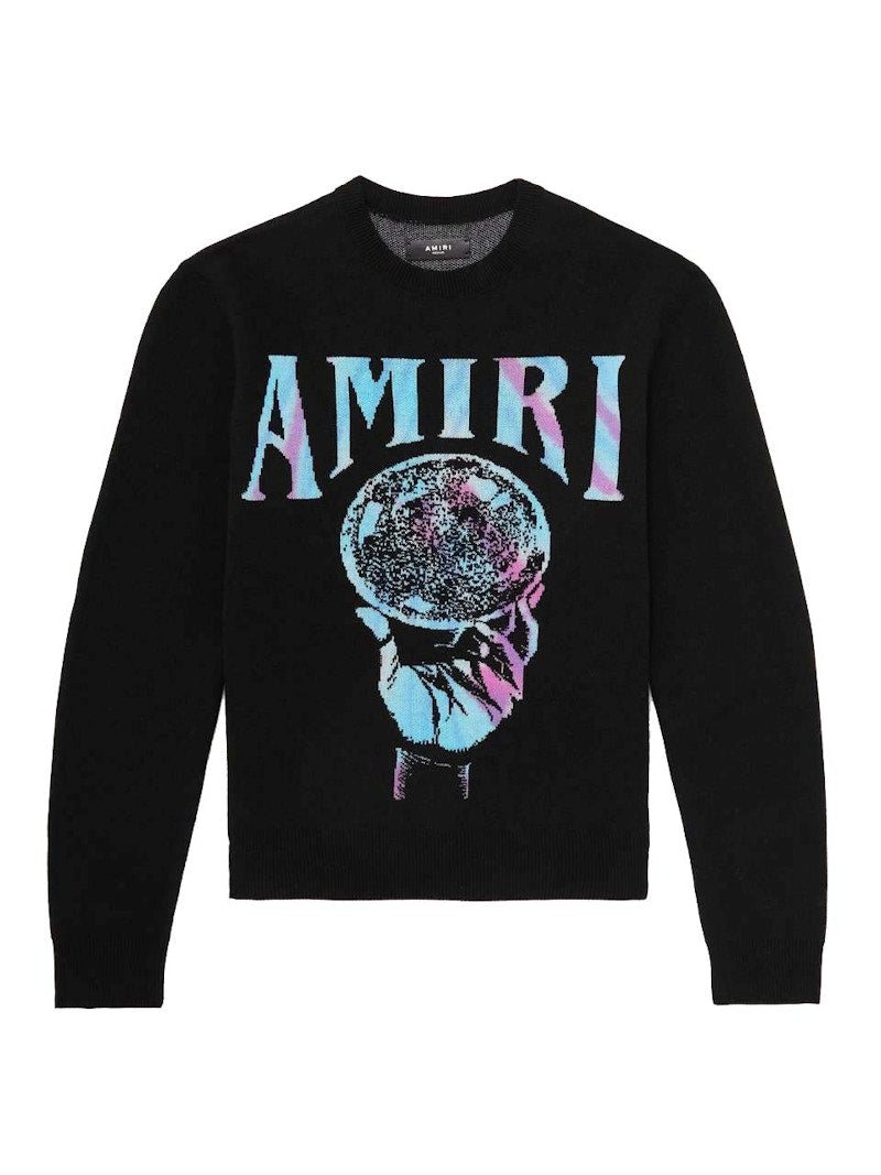 AMIRI Crystal Ball Logo-Intarsia Cashmere Sweater Black