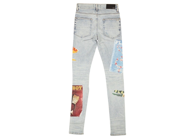 AMIRI Denim Playboy Magazine Skinny Jeans Blue