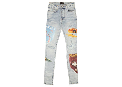 AMIRI Denim Playboy Magazine Skinny Jeans Blue