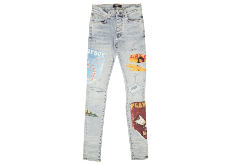 AMIRI Denim Playboy Magazine Skinny Jeans Blue