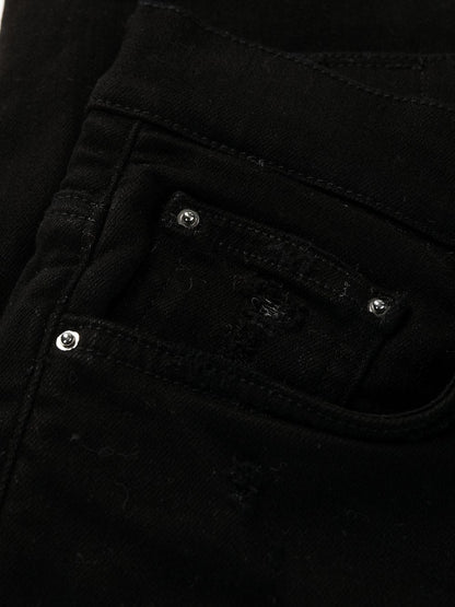 AMIRI Distressed Mid-Rise Skinny Jeans Black