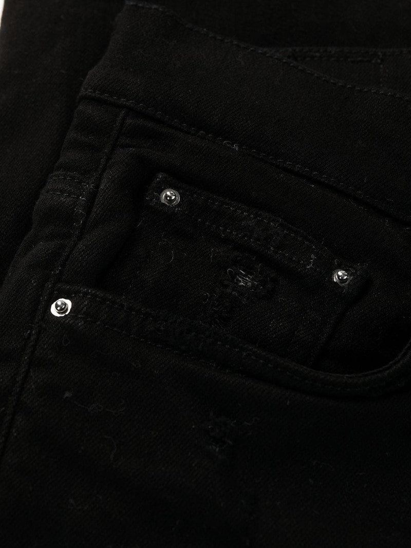 AMIRI Distressed Mid-Rise Skinny Jeans Black