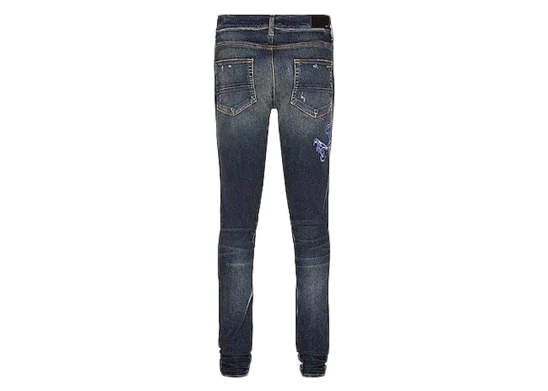 AMIRI Distressed Skinny Jeans Blue
