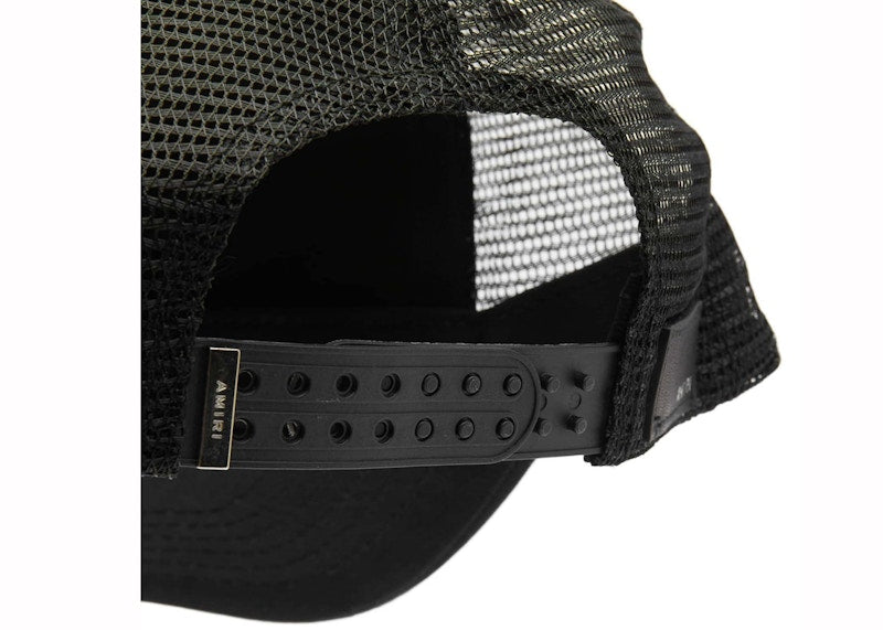 AMIRI Embroidered Logo Trucker Cap Black/Carolina Blue