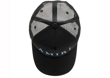 AMIRI Embroidered Logo Trucker Cap Black/Carolina Blue