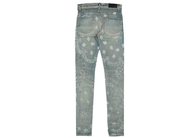 AMIRI Flocked Paisley Bandana Jean Clay Indigo