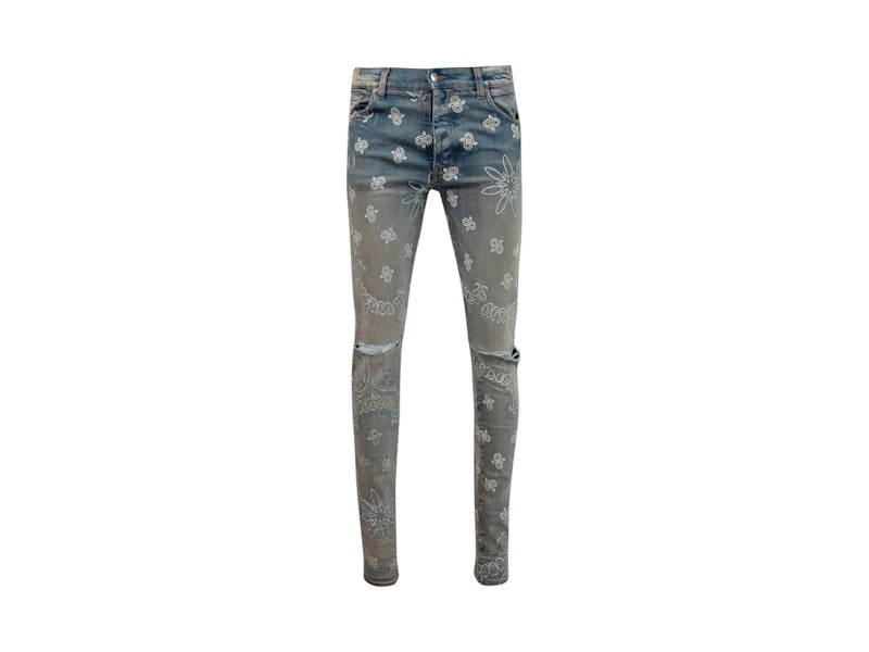 AMIRI Flocked Paisley Bandana Jeans Indigo Blue