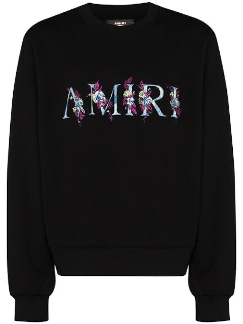 AMIRI Floral Logo Crew Black