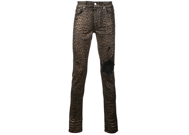 AMIRI Foil Broken Leopard Jean Brown