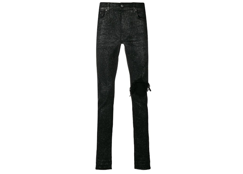 AMIRI Glitter Broken Skinny Jean Black