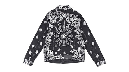 AMIRI Kids' Bleach Bandana Trucker Jacket Black