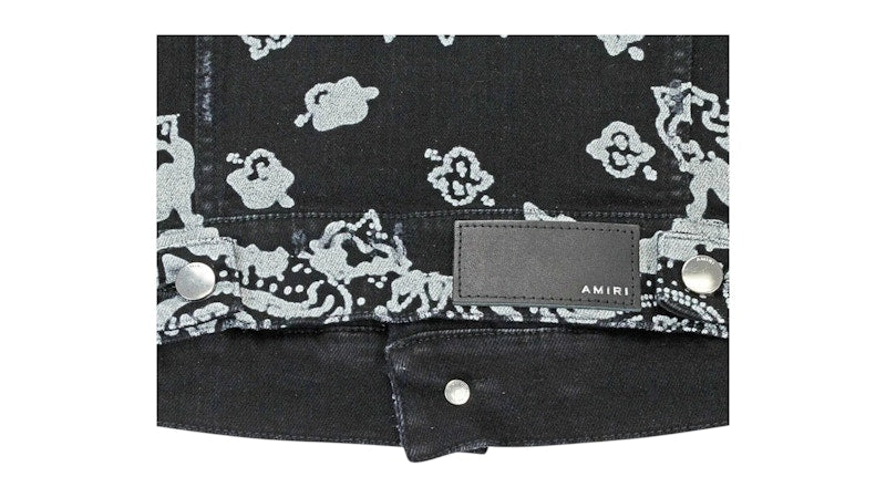 AMIRI Kids' Bleach Bandana Trucker Jacket Black