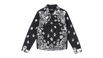 AMIRI Kids' Bleach Bandana Trucker Jacket Black