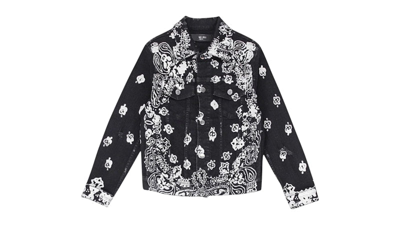 AMIRI Kids' Bleach Bandana Trucker Jacket Black