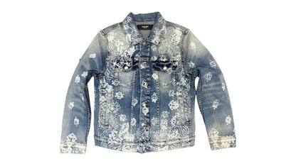 AMIRI Kids' Bleach Bandana Trucker Jacket Clay Indigo