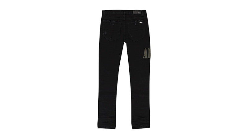 AMIRI Kids' Camo Applique Denim Jeans Black